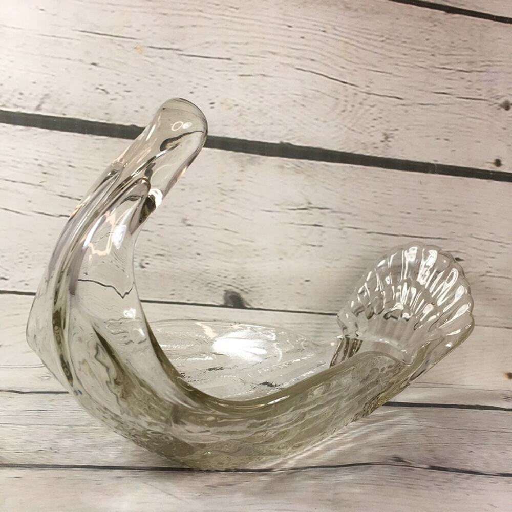Vintage Heavy Clear Glass Bird SWAN Animal Bowl Serving Dish